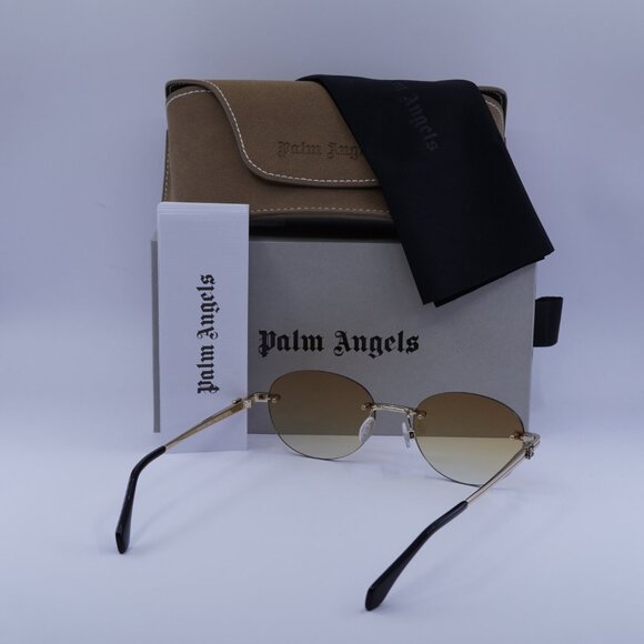 Palm Angels PERI10H CRYSTAL 7622 Sunglasses Gold Oval Frame, Orange Lenses - Picture 10 of 10